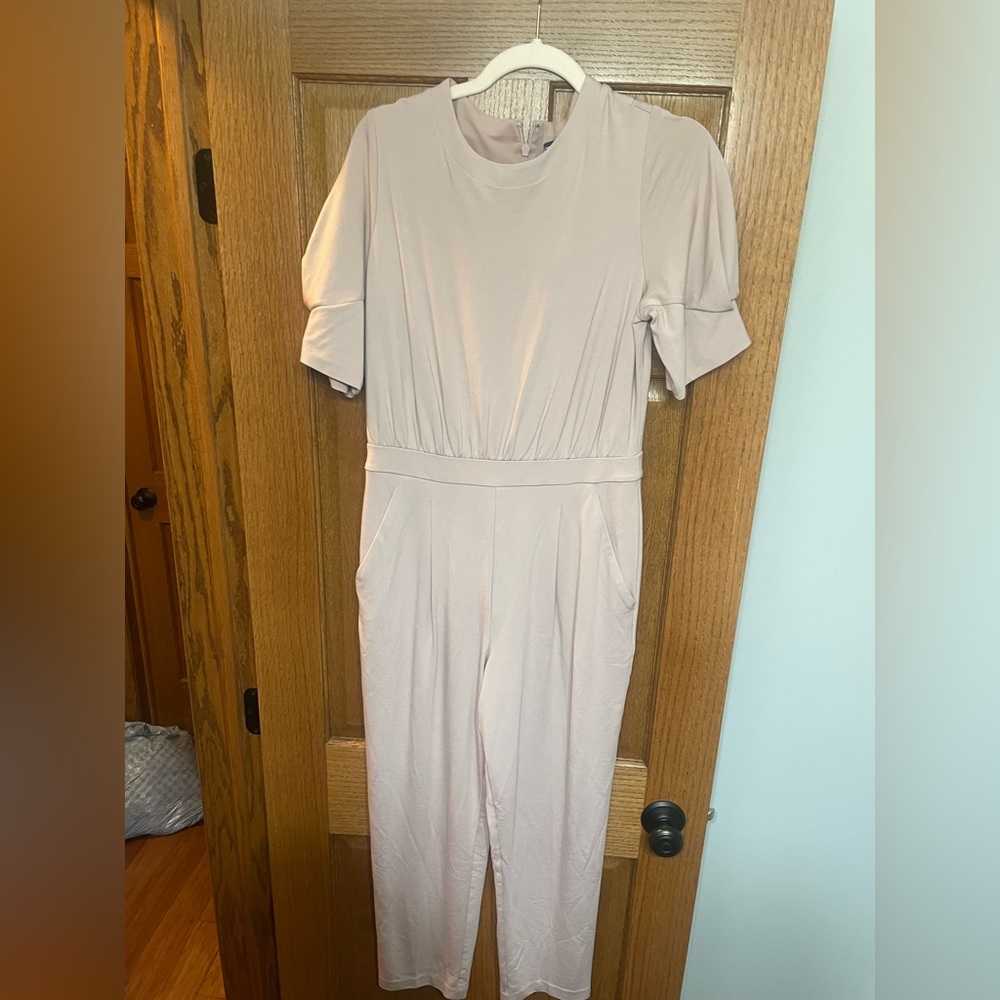 Express puff sleeve jumpsuit in nude